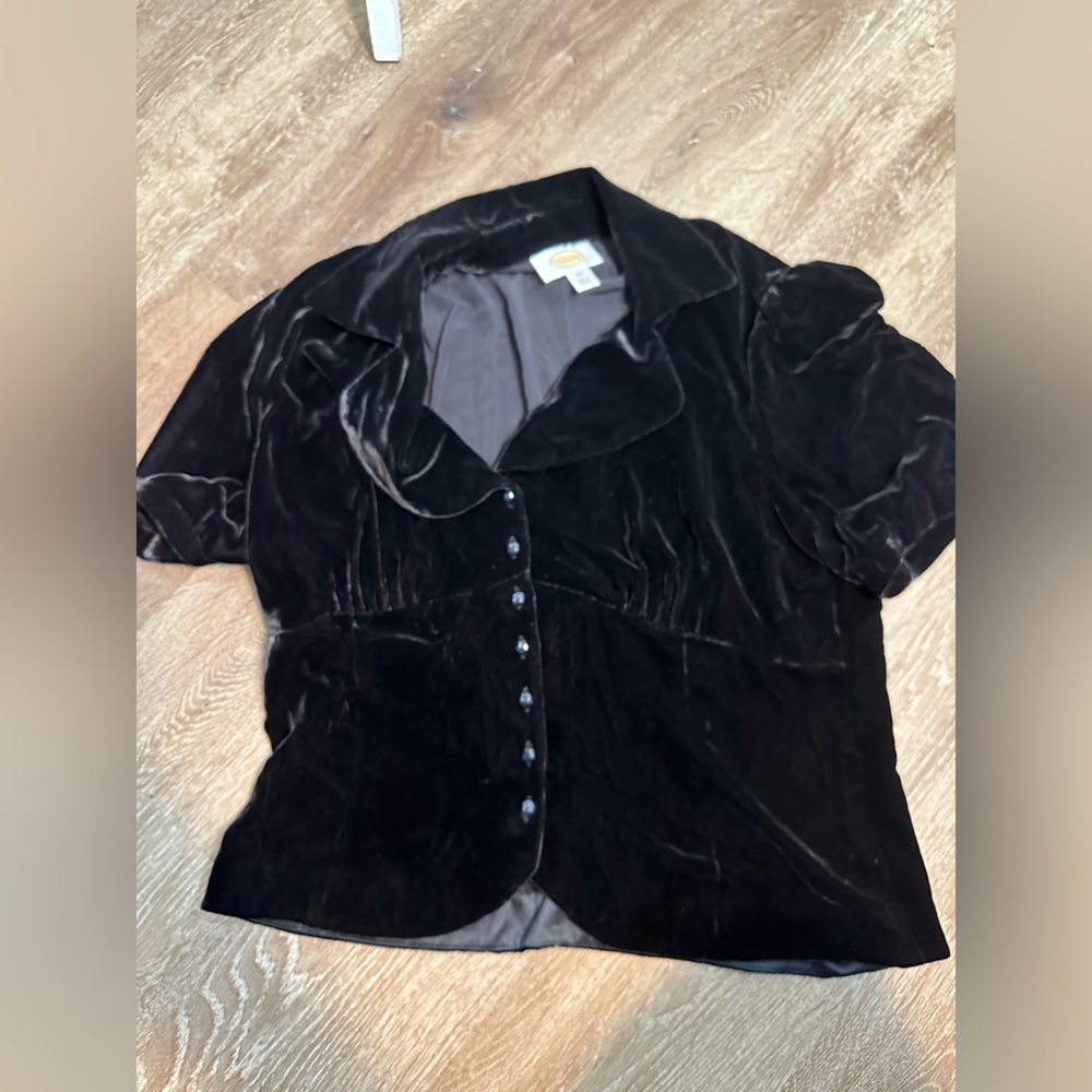 Vintage Talbots black velvet button down
blouse women size 14 - Picture 4 of 7